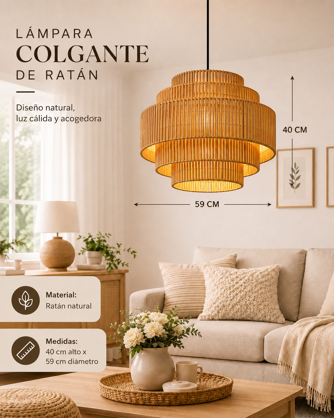 Lampara colgante rustica Aura