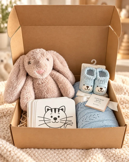 Set de Regalo para Recién Nacido Conejo orejas largas azul
