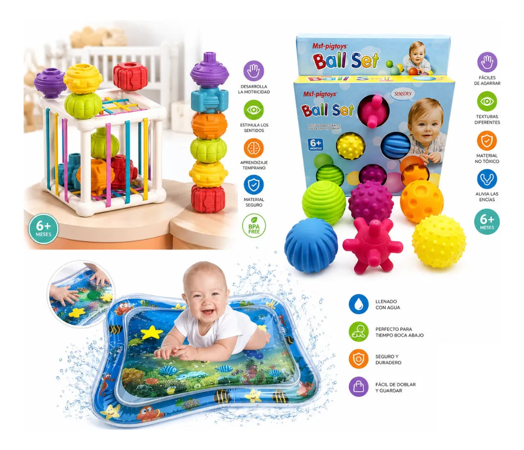Box Sensorial Para Bebe Estimulación Temprana 3 En 1 - 6+