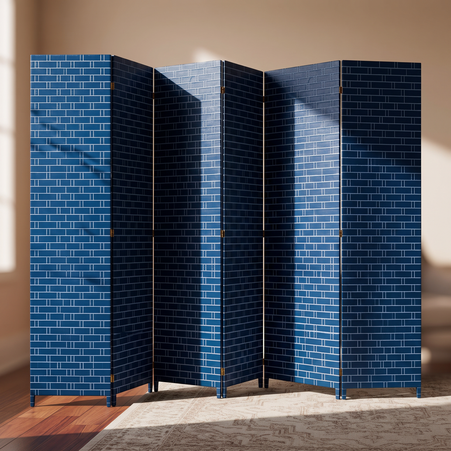 Biombo separador de ambientes plegable 4 paneles - azul