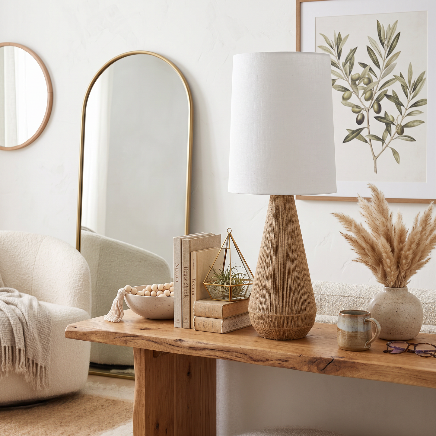 Lámpara de Mesa LUMA Natural – Fibra Tejida