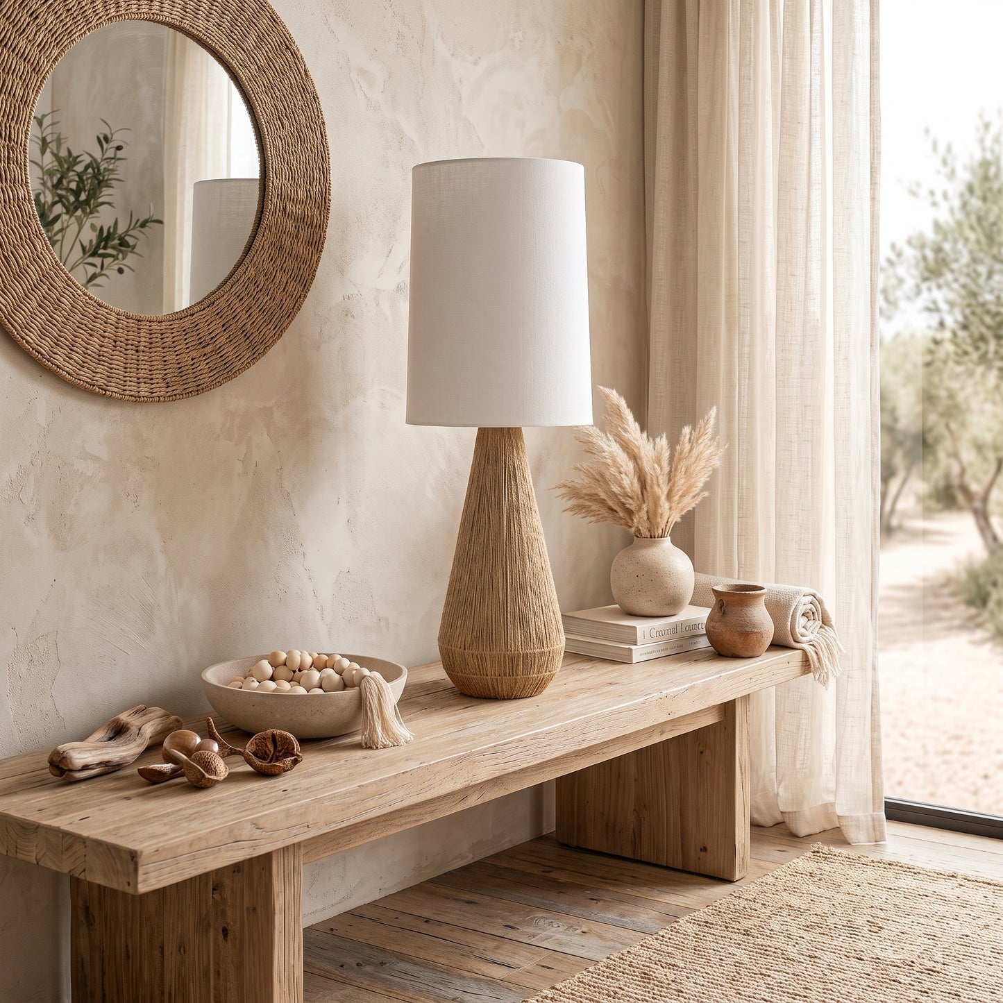 Lámpara de Mesa LUMA Natural – Fibra Tejida